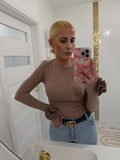 "Bluzka z różą długa cappuccino – LUNIChic BY P"