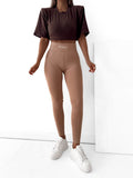 "Legginsy Bella haft beżowe – LUNIChic BY P"